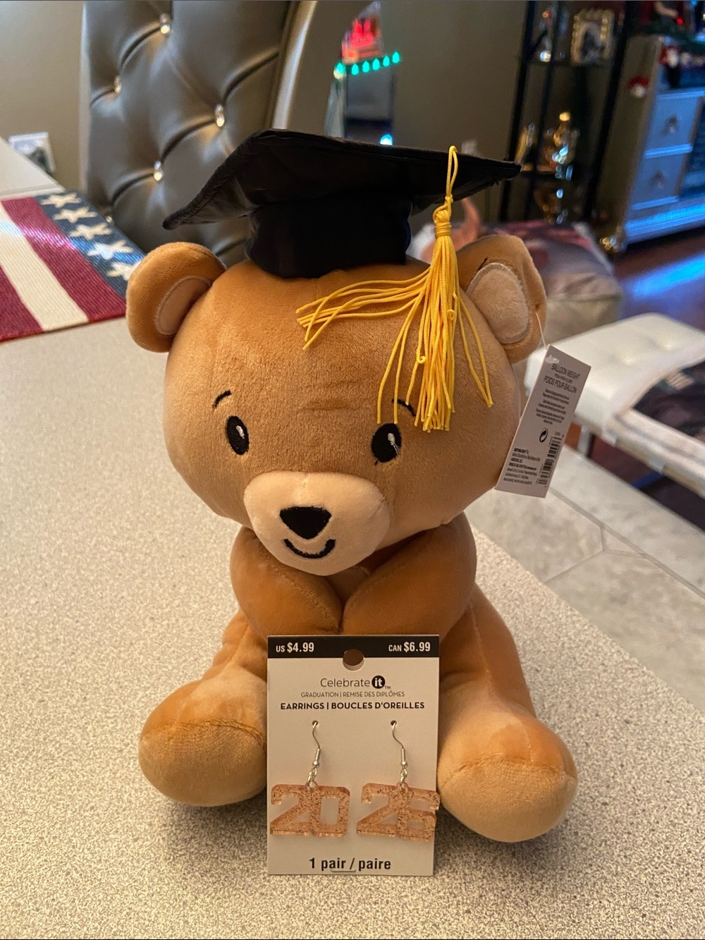 Celebrate It Brown Plush Graduation Bear with Black Cap and Gold Tassel